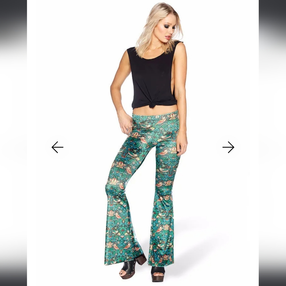 Blackmilk Clothing STRAWBERRY THIEF VELVET BELL BOTTOMS Size M